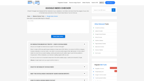 Google Index Checker by Search Engine Reports