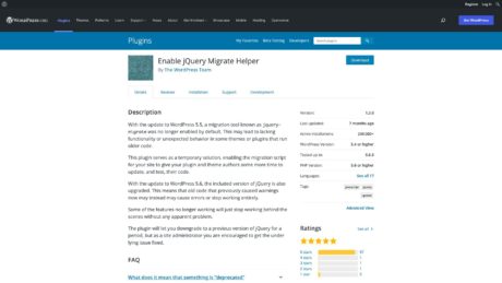 wordpress org plugins enable jquery migrate helper 1643923468696