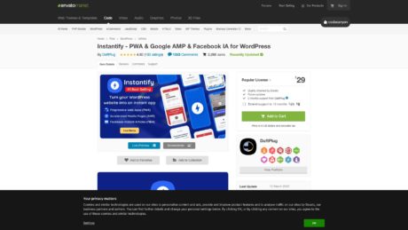 codecanyon net item instantify progressive web apps google amp facebook instant articles for wordpre
